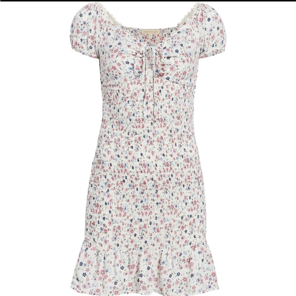 Madden Girl White Floral Smocked Dress